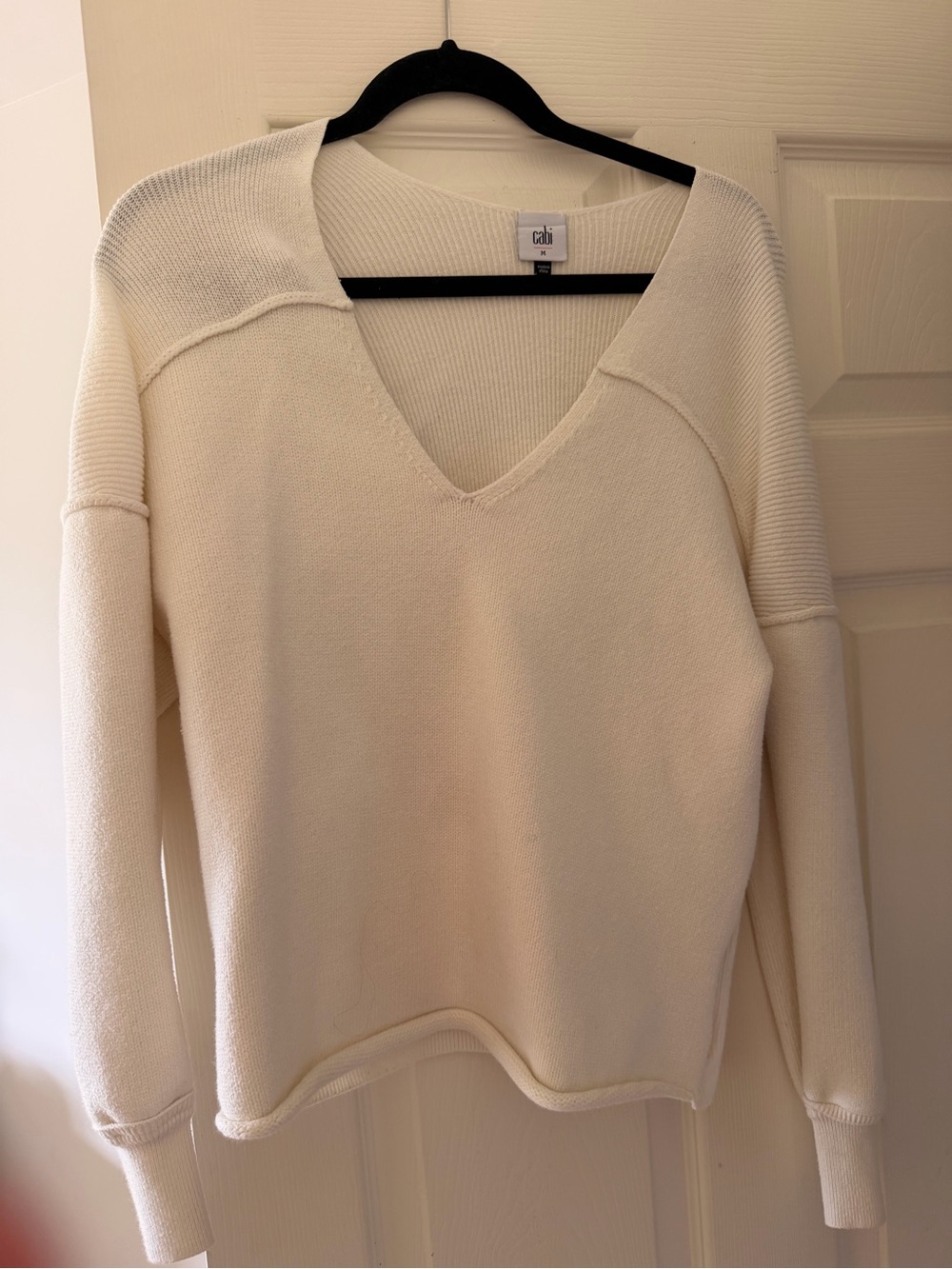 CAbi Cream V-Neck Pullover Sweater